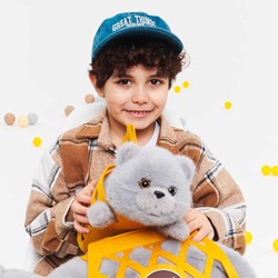 Orange Toys knuffel kat Milo grijs 35 cm pluche speelgoed