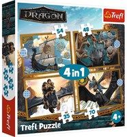 Trefl coffret puzzle - Dragons - 4in1 journées dragons