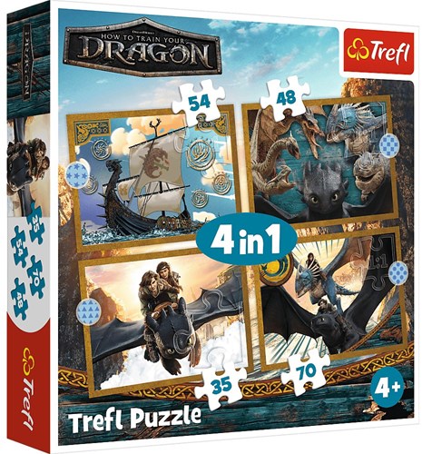 Trefl coffret puzzle - Dragons - 4in1 journées dragons