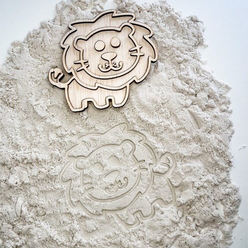 FiQ forme à remplir en bois jouet sensoriel Lion 12×13 cm-3