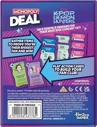 Hasbro Monopoly kaartspel KPOP Demon Hunters - gezelschapsspel