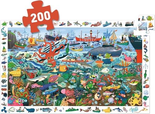 Djeco puzzel - observatiepuzzel Les secrets de la mer 200 stukjes FSC-2