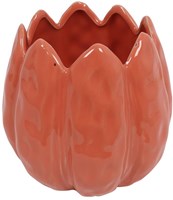 Countryfield bloempot tulp kunststof donker roze decoratie 12x12x13cm