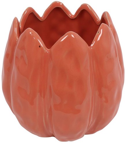Countryfield bloempot tulp kunststof donker roze decoratie 12x12x13cm