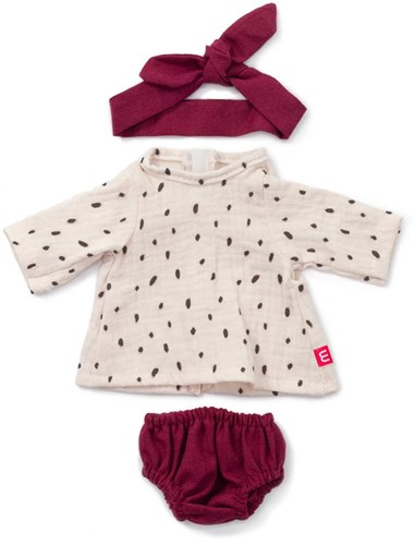 Miniland tenue poupée fille 38cm bordeaux textile