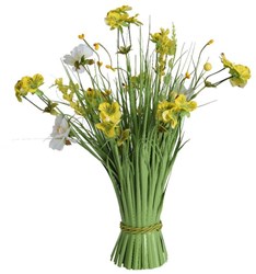 Decoris bouquet de fleurs artificielles jaune-blanc 40cm - décoration fleurs des champs