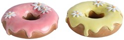Decoris decoratief beeld donut polyresin geel 9,5 cm handgemaakt