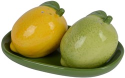 Decoris set sel et poivre citron plat céramique vert accessoire de table