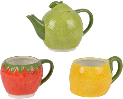 Decoris theeset speelgoed fruit dolomiet kleurrijk kinderservies