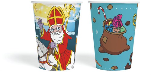 Papieren Bekers 210ml Sinterklaas - 8st.