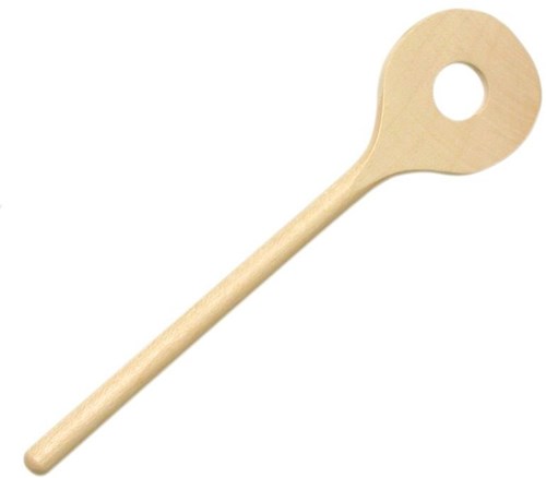 nic houten beslaglepel speelgoed - ronde lepel met gat 18 cm
