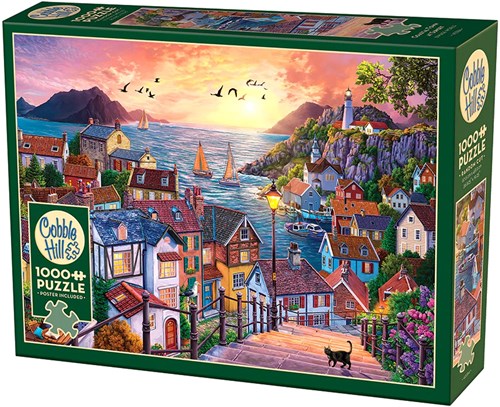 Cobble Hill puzzle 1000 pièces - ville côtière au coucher du soleil puzzle