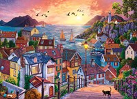 Cobble Hill puzzle 1000 pièces - ville côtière au coucher du soleil puzzle-2