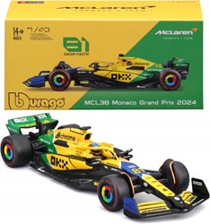 F1 McLaren MCL38 2024 modelauto met helm Norris Senna livery speelgoedauto