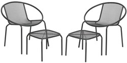 Decoris balkonset tuinmeubelen antraciet met stoelen en voetenbank