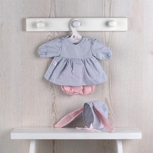 Asi vêtements de poupée - Design scandinave gris/rose avec oreilles de lapin