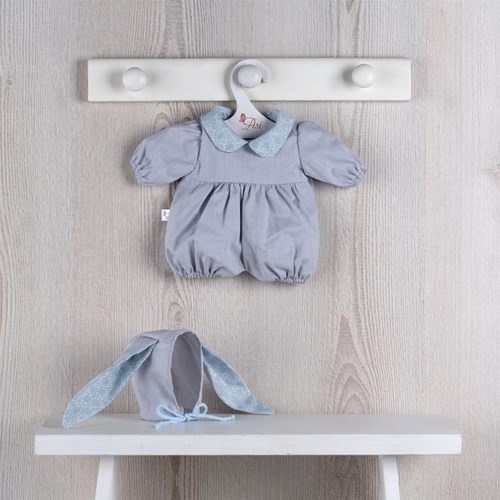 Asi vêtements de poupée - Design scandinave gris/bleu avec oreilles de lapin tenue poupée