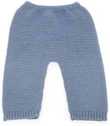 Asi poppenkleding warme gebreide broek zachtblauw poppenaccessoire
