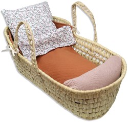 Asi poppenmand lift groot - bloemenprint rust en groen poppenaccessoire