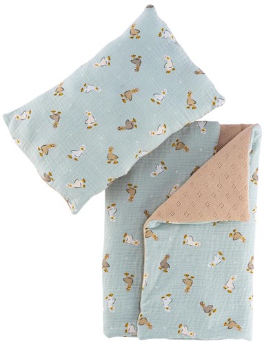 Asi poppen beddengoed set - Duckling Enzo poppenaccessoire multicolor