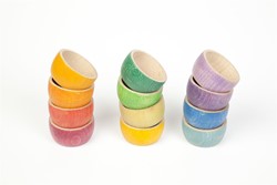 Grapat Houten Schaaltjes Regenboogkleurig (12 st.)