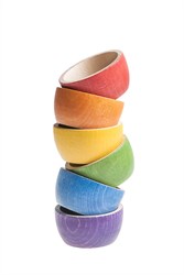 Grapat bols en bois couleurs arc-en-ciel - 6 pièces jouet ouvert