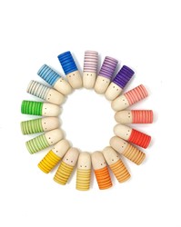 Grapat Houten Gecanneleerde Figuren Regenboogkleurig (18 st.)