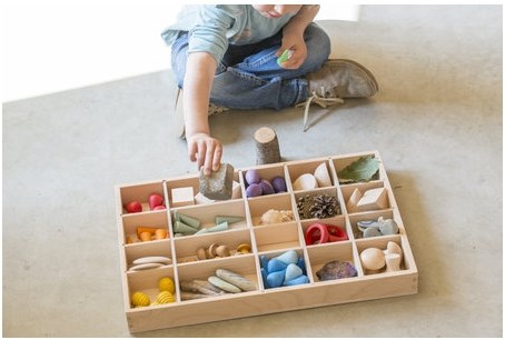 Grapat boîte de tri en bois Tinker Tray - organiseur de jouets-2