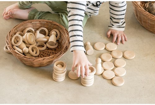 Grapat coffret en bois Nins, anneaux & pièces bois naturel 60 pièces-3