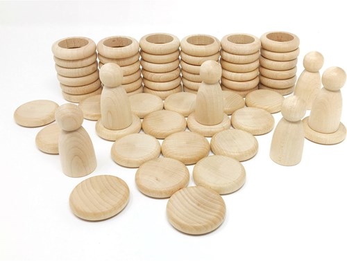 Grapat coffret en bois Nins, anneaux & pièces bois naturel 60 pièces-2