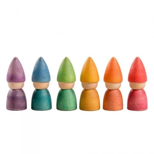 Grapat houten speelgoed Nins Regenboog Tomtens 6 stuks-2