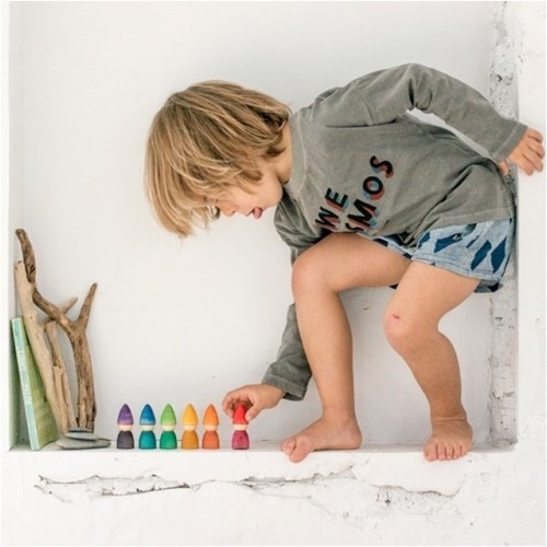 Grapat houten speelgoed Nins Regenboog Tomtens 6 stuks-3