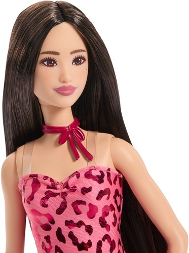 Barbie modepop met roze luipaardprint jurk en accessoires-2
