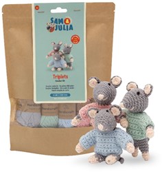 Het Muizenhuis kit crochet souris triplées 9 cm peluches maison de poupée