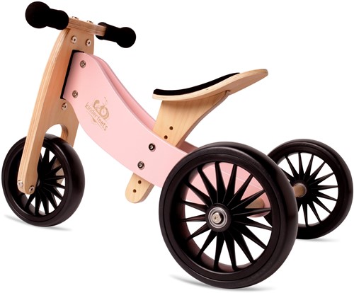 Kinderfeets Vélo d'équilibre en bois 2-en-1 & tricycle Tiny Tot Plus - Rose