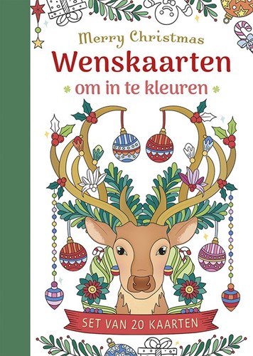 Deltas wenskaarten kerst knutselset om in te kleuren Merry Christmas