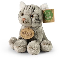 Rappa pluche grijze kat - knuffel 14 cm eco friendly zacht speelgoed