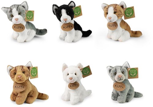 Rappa knuffel kat pluche 14 cm zittend - zachte speelgoedkat