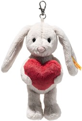 Steiff knuffel hanger konijn Hoppie Love 15 cm lichtgrijs pluche