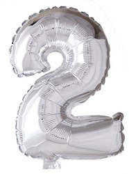Globos ballon en aluminium chiffre 2 argent 40cm décoration fête hélium