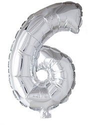 Globos ballon en aluminium chiffre 6 argent 40cm fête hélium