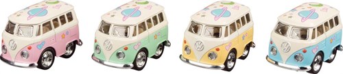 Goki Volkswagen bus speelgoedauto met pull-back motor, metaal, 5 cm-2