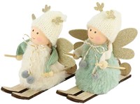 HBX Natural Living ange de Noël décoration textile vert 12,5x6x11,5cm