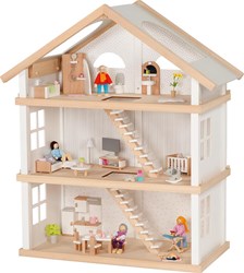 Goki Houten Poppenhuis Modern Living met 3 Verdiepingen