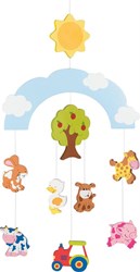 Goki babymobiel boerderij - houten mobiel babykamer kleurrijk