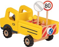 Goki camion jouet en bois véhicule de chantier avec panneaux 7 pièces-3