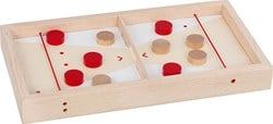 Goki houten gezelschapsspel puck schieten 2in1 speeltafel
