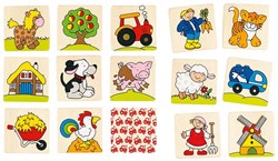 Goki jeu de mémoire en bois animaux de la ferme et accessoires - jouet éducatif