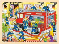 Goki houten legpuzzel De Brandweer - 48 stukjes