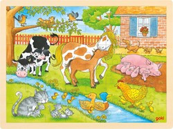 Goki houten legpuzzel Boerderijdieren - 48 stukjes